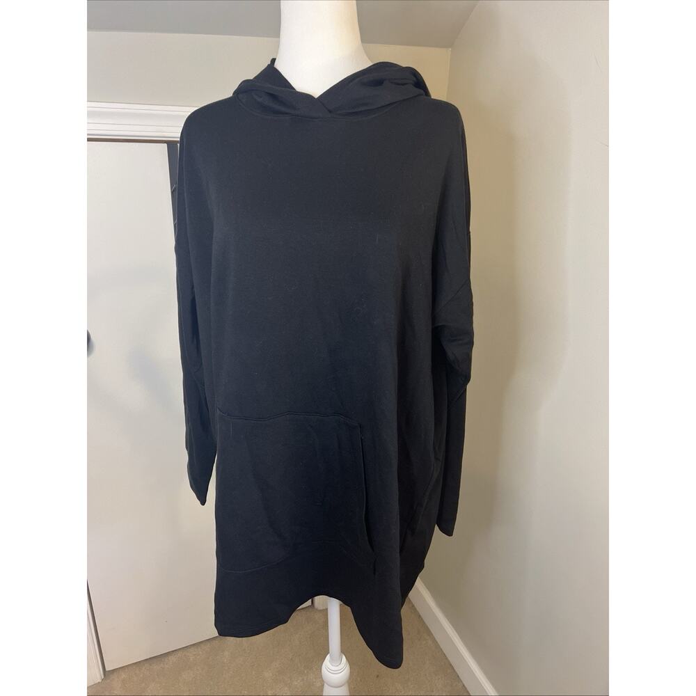 Eileen Fisher Women's Brushed Terry Hug‎ Hoodie Black Size Medium